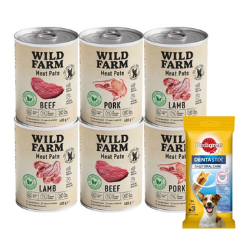 WILD FARM Pate Mix Smaków 6x400g alimento sin gluten para perros + GRATIS