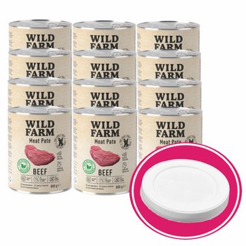 WILD FARM Pate Beef 12x800g pienso para perros sin gluten + tapa de lata gratis