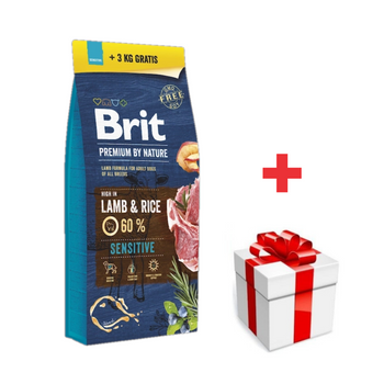 BRIT Premium By Nature Sensitive Cordero 15 kg + 3 kg + sorpresa para el perro