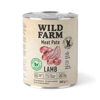 WILD FARM Pate Cordero 800g comida para perros sin gluten