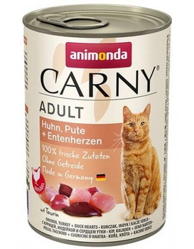 Animonda Cat Carny Adultos Corazones de Pollo, Pavo y Pato 12x400g