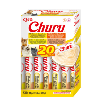INABA Churu para gatos - mezcla de pollo y ternera 20x14g