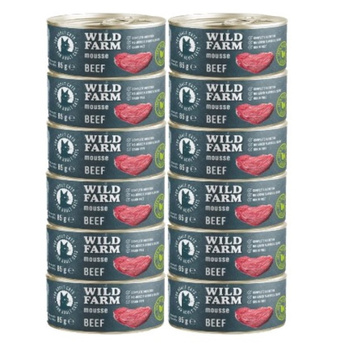 WILD FARM Mousse Beef 12x80g - mousse sin cereales para gatos