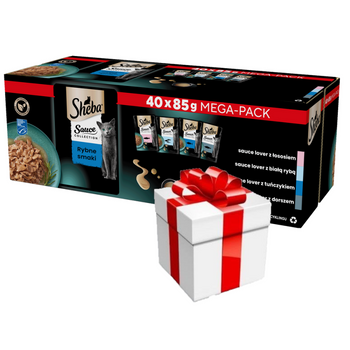 SHEBA Sauce Collection Sabores a Pescado sobres 40x85g + SORPRESA PARA EL GATO