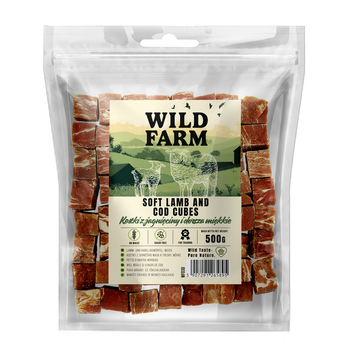 WILD FARM cordero y bacalao cubos suaves 500g golosinas para perros