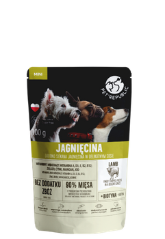 PetRepublic Mini Trozos Finamente Picados en Salsa Delicada Cordero 100g