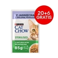 CAT CHOW Alimento para gatos esterilizados con cordero y judías verdes en salsa 85g - 20 SOBRES + 6 GRATIS!!!