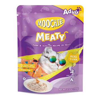 MOOCHIE Atún y Vieiras en Gelatina 70g comida húmeda para gatos (Atún y vieiras en gelatina)