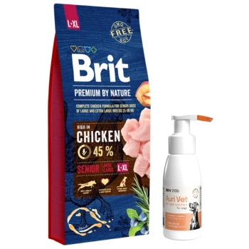 Brit Premium By Nature Senior L+XL con Pollo 15kg & Producto para el cuidado de los oídos de perros 75 ml