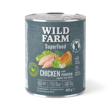 WILD FARM Superfood Chicken (Pollo con calabaza, manzana y hierbas) 800g pienso para perros sin cereales