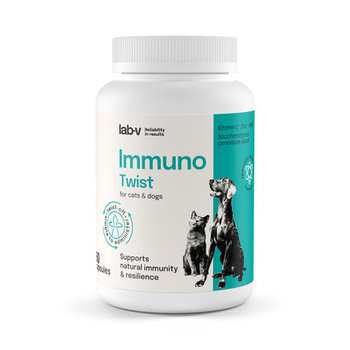 Lab-v Immuno Twist: refuerzo natural para la inmunidad y la vitalidad de perros y gatos (60 cápsulas giratorias)