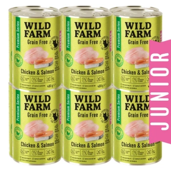 WILD FARM Premium Grain Free Pollo y Salmón 12x400g - pienso para gatitos grain free