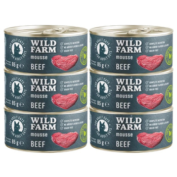 WILD FARM Mousse Beef 6x80g - mousse sin cereales para gatos