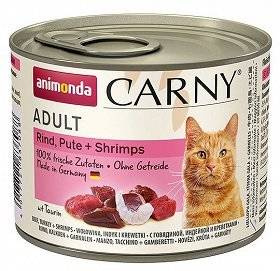 Animonda Cat Carny Adulto Ternera, Pavo y Gambas 12x200g