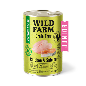 WILD FARM Premium Grain Free Pollo y Salmón 400g - pienso para gatitos grain free
