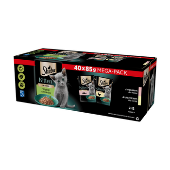 SHEBA Kitten sabor paquete 40x85 g - comida húmeda completa para gatitos en salsa (cortes con: salmón, pollo)