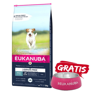 EUKANUBA Adult Small&Medium Grain Free 12kg + ¡Cuenco GRATIS!