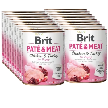 Brit Paté y Carne para Cachorro Pollo con Pavo 18x800g