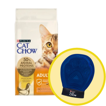Purina Cat Chow Adultos Pollo y Arroz 15kg + Guante de aseo - Cat Chow