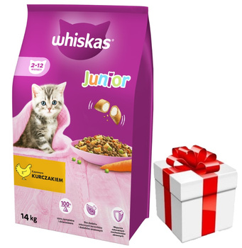 WHISKAS Alimento Seco para Gatitos Junior con Pollo 14kg + ¡Sorpresa GRATIS para el Gato!