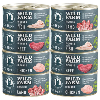 Mousse WILD FARM Mix de sabores 8x85g - mousse sin cereales para gatos