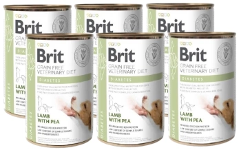 Brit Grain Free Veterinary Diet Diabetes para perros con cordero y guisantes 6x400g