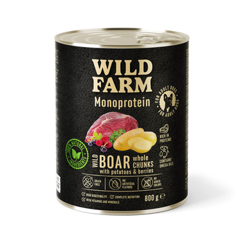 WILD FARM Monoproteína de Jabalí 800g alimento hipoalergénico para perros