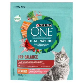 PURINA ONE® DualNature® URI-BALANCE Esterilizado con Arándano Rojo, Ingrediente nº 1 Salmón