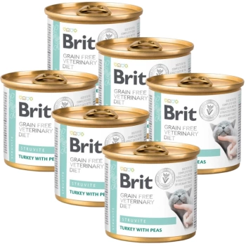 Brit Grain Free Veterinary Diet Cat Struvite Pavo con guisantes 6x200g