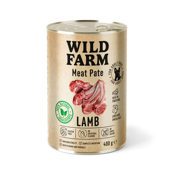 Wild Farm Pate Cordero 400g comida para perros sin gluten