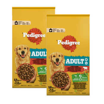 PEDIGREE® Adult 2x12 kg con carne de vacuno - alimento completo seco para perros adultos de tamaño grande y mediano