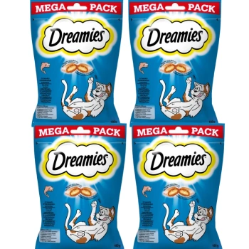 DREAMIES 4x180 g - golosina para gatos con exquisito sabor a salmón