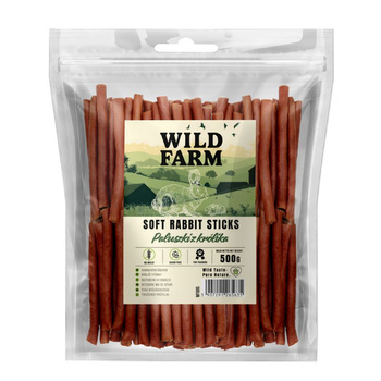 WILD FARM Palitos de conejo 500g golosinas para perros