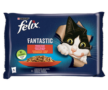 Felix sabores del campo en gelatina con carne de vaca y pollo 4x85g