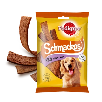 Pedigree Schmackos Snack para perros adultos con ternera, pollo, cordero y pato 172g