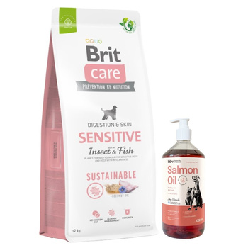 BRIT CARE Insectos y Peces Sensibles Sostenibles 12kg & Aceite de salmón Lab-V 1000 ml