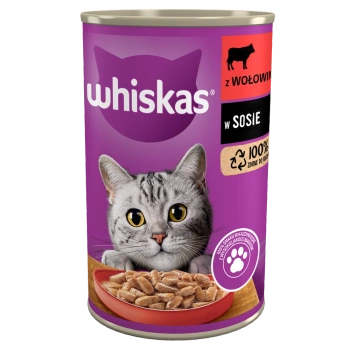 WHISKAS Comida húmeda para gatos 1+ con ternera en salsa 400g