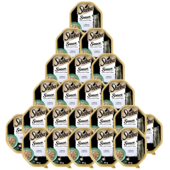 SHEBA Sauce Collection bandeja 22x85g - comida húmeda completa para gatos adultos, cortes con ternera, en salsa