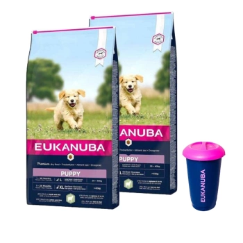 EUKANUBA-Cachorro grande L-XL cordero 2x2,5 kg + Contenedor de comida de 4,5 kg GRATIS