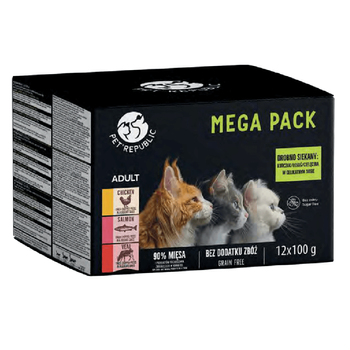 PetRepublic Piezas en Salsa Delicada Mix 3 Sabores 12x100g