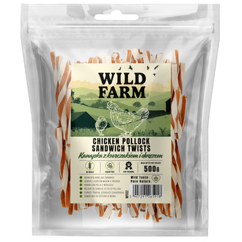 WILD FARM sándwich de pollo y bacalao 500g golosinas para perros