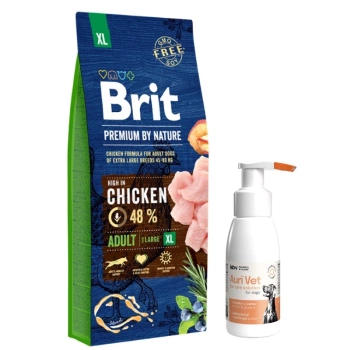 Brit Premium By Nature Adulto XL con Pollo 15kg & Producto para el cuidado de los oídos de perros 75 ml