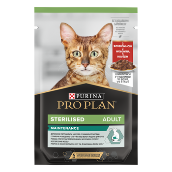 Purina Pro Plan Sterilised con carne de vacuno para gatos 85g