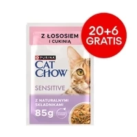 CAT CHOW Sensitive Alimento para gatos con salmón y calabacín en salsa 85g - 20 SOBRES + 6 GRATIS!!!