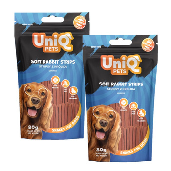 UNIQ PETS golosinas para perros 2x80g tiras de conejo