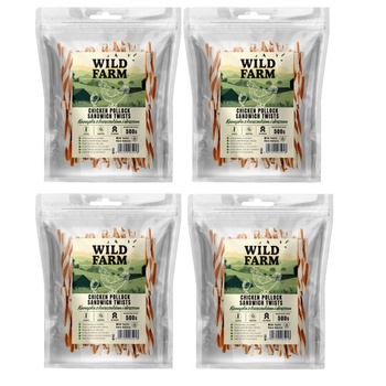 WILD FARM sándwich de pollo y bacalao 4x500g golosinas para perros