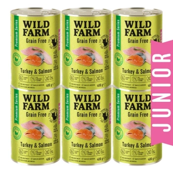 WILD FARM Premium Grain Free Pavo y Salmón 6x400g - pienso sin cereales para gatitos