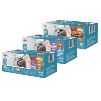 Bolsitas para gato Frendi sabores carne y pescado en salsa 144x100g