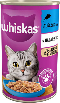 WHISKAS Adult lata 400 g - comida húmeda para gatos adultos, trozos con atún en gelatina