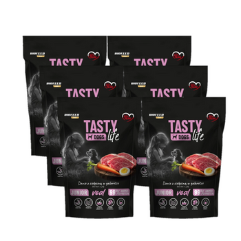 Tasty Dogs Life Junior Plato con ternera en gelatina 6x500 g